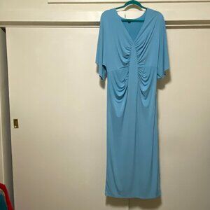 NWT - Venus, 3/4 length sleeve, aqua blue maxi evening dress, size L